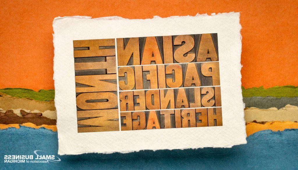 Block text reading Asian Pacific Islander Herit年龄 Month with an orange and blue background